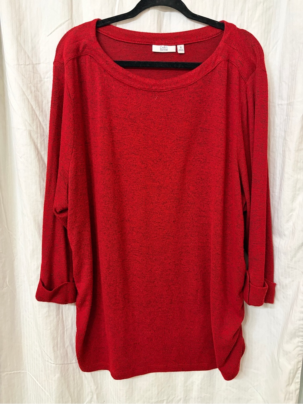 croft & barrow Red Long Sleeve Scoop Neck Pullover